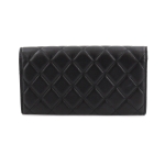 シャネル CHANEL マトラッセ 二つ折り 長財布 レザー ブラック A50096 シルバー 金具
