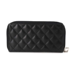 シャネル CHANEL カンボンライン ラウンドファスナー 長財布 レザー エナメル ブラック A50078
