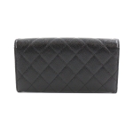 シャネル CHANEL マトラッセ 二つ折り 長財布 キャビアスキン ブラック A80758