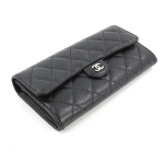 シャネル CHANEL マトラッセ 二つ折り 長財布 キャビアスキン ブラック A80758
