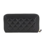 シャネル CHANEL ボーイシャネル ロング ジップ ウォレット ラウンドファスナー 長財布 レザー ブラック A80288