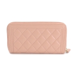 シャネル CHANEL ボーイシャネル マトラッセ ロング ジップ ウォレット ラウンドファスナー 長財布 レザー ピンク A80288
