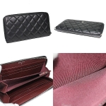 シャネル CHANEL 財布 長財布 ラウンドファスナー長財布 ラムスキン マトラッセ ブラック シルバー金具 A50097 レディース