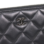 シャネル CHANEL 財布 長財布 ラウンドファスナー長財布 ラムスキン マトラッセ ブラック シルバー金具 A50097 レディース