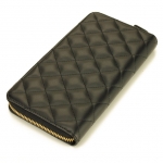 シャネル CHANEL マトラッセ ラウンドファスナー 長財布 ラムスキン 黒 ブラック A50097