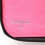 シャネル CHANEL カンボンライン ラウンドファスナー長財布 レザー 黒 白 A48660