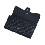 シャネル財布 A80758 CHANELクラシック ロング フラップウォレット 長札ファスナー 小銭入れ付き 長財布 マトラッセライン ブラックxボルドーゴールド金具