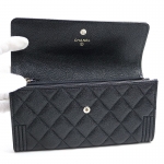 シャネル 【CHANEL】 ボーイシャネル ロング フラップウォレット ブラック キルティングレザー 二つ折り長財布 マトラッセ タイムレスクラシック サイフ A80286