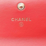 シャネル CHANEL ボーイシャネル 二つ折り長財布 ラムスキン 赤 ゴールド金具 A80286