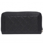 シャネル財布 ボーイシャネル ジップウォレット ラウンドファスナー 黒/SV A80288 CHANEL