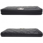 シャネル財布 ボーイシャネル ジップウォレット ラウンドファスナー 黒/SV A80288 CHANEL