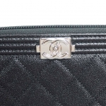 シャネル財布 ボーイシャネル ジップウォレット ラウンドファスナー 黒/SV A80288 CHANEL
