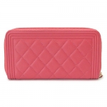 シャネル 長財布 CHANEL 財布 ラウンドファスナー ボーイシャネル マトラッセ キルティング レザー ピンク BOY CHANEL A80288 Y33062 3B811