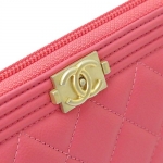 シャネル 長財布 CHANEL 財布 ラウンドファスナー ボーイシャネル マトラッセ キルティング レザー ピンク BOY CHANEL A80288 Y33062 3B811