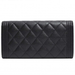 シャネル財布 ボーイシャネル フラップ ロングウォレット キャビアスキン黒/マットゴールド A80286 CHANEL