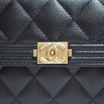シャネル財布 ボーイシャネル フラップ ロングウォレット キャビアスキン黒/マットゴールド A80286 CHANEL
