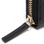 グッチ GUCCI 307980-A0V1G-1000 グッチ ラウンドファスナー長財布 グッチシマレザー ブラック×ライトゴールド