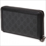 グッチ財布 GUCCI ラウンドファスナー長財布 GGスプリーム メンズ レディース グレー×ブラック 322147-KGDHR-1078