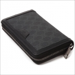 グッチ財布 GUCCI ラウンドファスナー長財布 GGスプリーム メンズ レディース グレー×ブラック 322147-KGDHR-1078