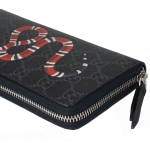 グッチ GUCCI 長財布 メンズ レディース ラウンドファスナー キングスネーク プリント GGスプリーム ジップアラウンド ブラック×グレー 451273 K561N 1058