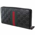 グッチ GUCCI 長財布 ラウンドファスナー NEW WEB GGシグネチャーレザー グッチシマ ブラック 408831 CWCLN 1060