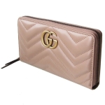グッチ GUCCI 長財布 ラウンドファスナー GGマーモント ベージュ ダブルG シェブロン キルティング レザー 443123 DTD1T 5729