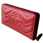 グッチ GUCCI 長財布 ラウンドファスナー GGマーモント ハイビスカスレッド シェブロン キルティング レザー 443123 DTD1T 6433
