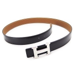 エルメスベルト HERMES エルメス レザーベルト レザー R刻印 ブラック×ブラウン/シルバー  he-be-6807