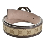 グッチベルト GUCCI インターロッキング G バックル キャンバス レザー ベージュ 114984 F40IR 9643