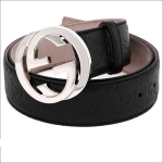 グッチ  ベルト GUCCI グッチシマ 型押しレザー メンズ ブラック 114984-AA61N-1001
