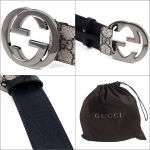 グッチベルト GUCCI Gバックル メンズベルト ベージュ×ネイビー 114984-KGD1R-4075