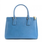 プラダ PRADA SAFFIANO LUX 三角ロゴプレート ハンドバッグ コバルトブルー＆ゴールド BN1801