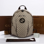 GUCCI(グッチ) リュックサック GG柄 ダブルG ベージュ×ダークブラウン PVC(塩化ビニール)×レザー 223705 KGDAX 8588