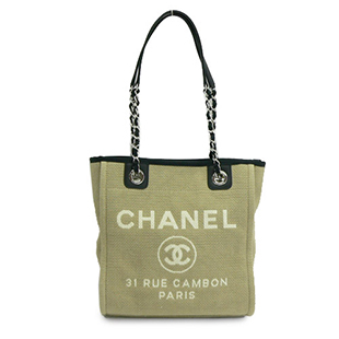 シャネルCHANEL A66939 Y07492 BEIGE トートバッグ  チェーン ショルダーバッグ ドーヴィル コットンキャンバス ココマーク ベージュ