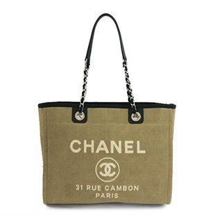 シャネル  A67001 Y07492 BEIGE  チェーン トートバッグ ショルダーバッグ CHANEL シャネル バッグドーヴィル コットンキャンバス ココマーク ベージュ