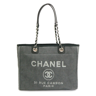 シャネル CHANEL バッグ チェーン トートバッグ A67001 Y07492ショルダーバッグ CHANEL  ドーヴィル コットンキャンバス ココマーク グレー/ブラック