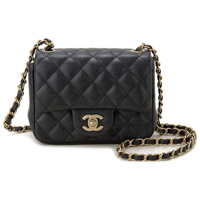 CHANEL シャネル ミニマトラッセ チェーンショルダーバッグ キャビアスキン ブラック ゴールド金具 A35200
