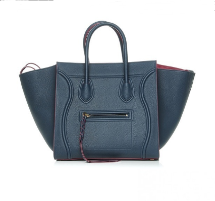 セリーヌ  CELINE スモール スクエア ラゲージファントム グレインカーフスキン ダークブルー×レッド ハンドバッグ トートバッグ ショッパー 169953