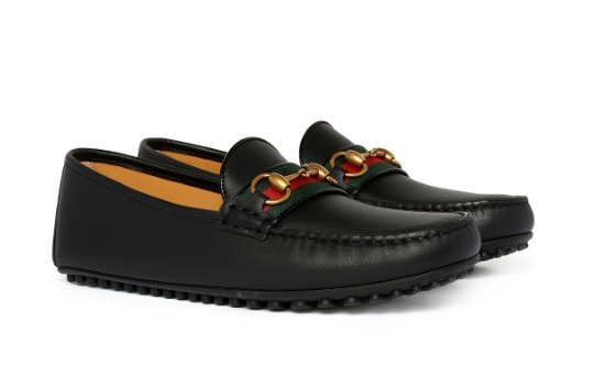 グッチ GUCCI ウェブ付き レザー ドライビングシューズ450892A9L601098