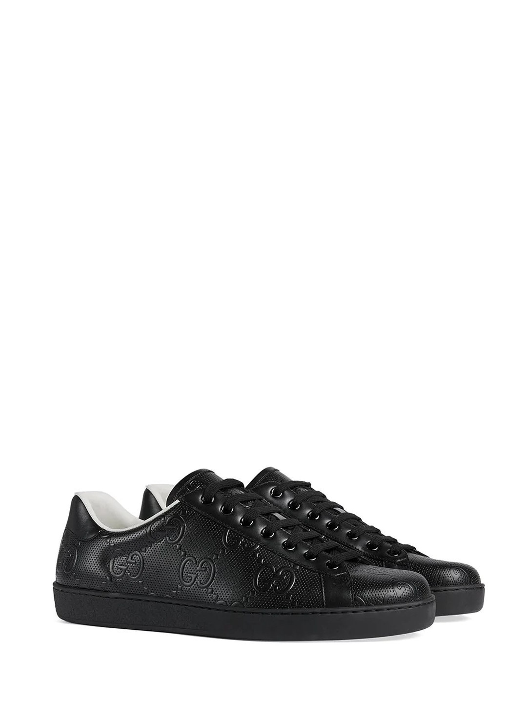 GUCCIシューズ エース GGブラックレザー ロートップスニーカー 625787 1XK10 1000
