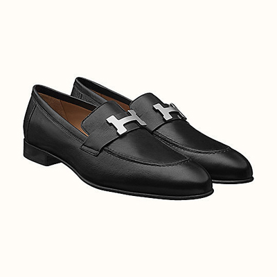 エルメス HERMES モカシン「Paris パリ」/シルバー金具/ Noir H172368ZA02420