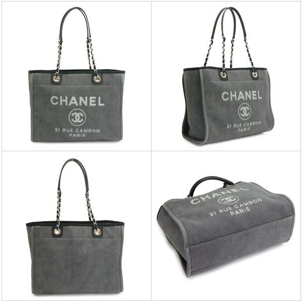シャネル CHANEL バッグ チェーン トートバッグ A67001 Y07492ショルダーバッグ CHANEL  ドーヴィル コットンキャンバス ココマーク グレー/ブラック