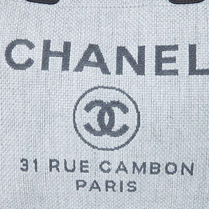 CHANEL シャネル ドーヴィル ラージ ショッピングトートバッグ グレー×ブラック ココマーク チェーンショルダーバッグ チェーントート ストロー ラフィア A66941 Y60295 2B180