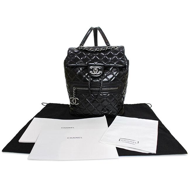 CHANEL シャネル マトラッセ ヴィンテージ カーフ リュック A92961 シルバー金具 ココマーク 黒 レディース