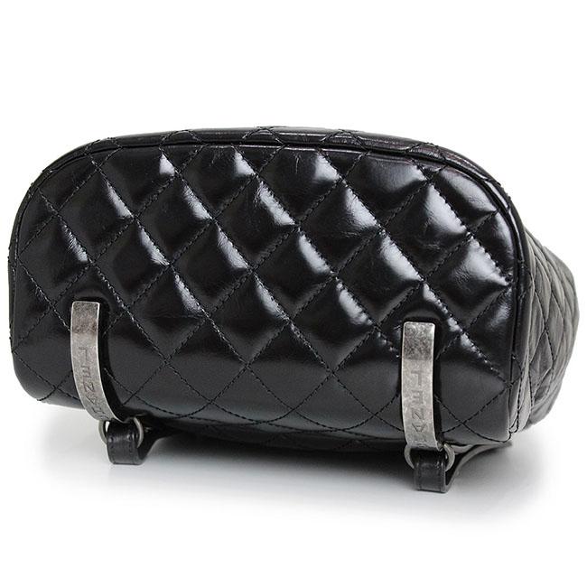 CHANEL シャネル マトラッセ ヴィンテージ カーフ リュック A92961 シルバー金具 ココマーク 黒 レディース