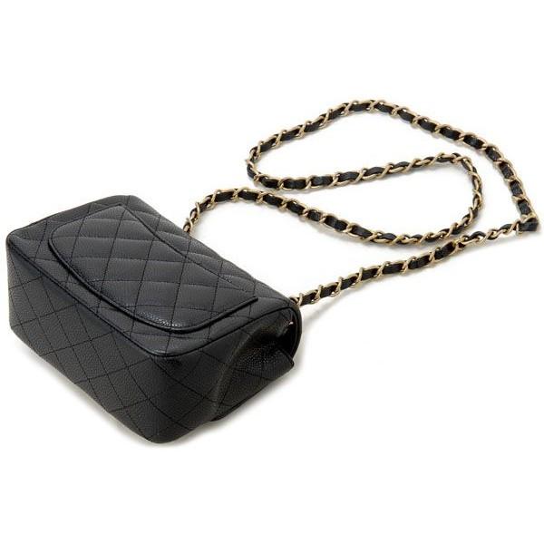 CHANEL シャネル ミニマトラッセ チェーンショルダーバッグ キャビアスキン ブラック ゴールド金具 A35200