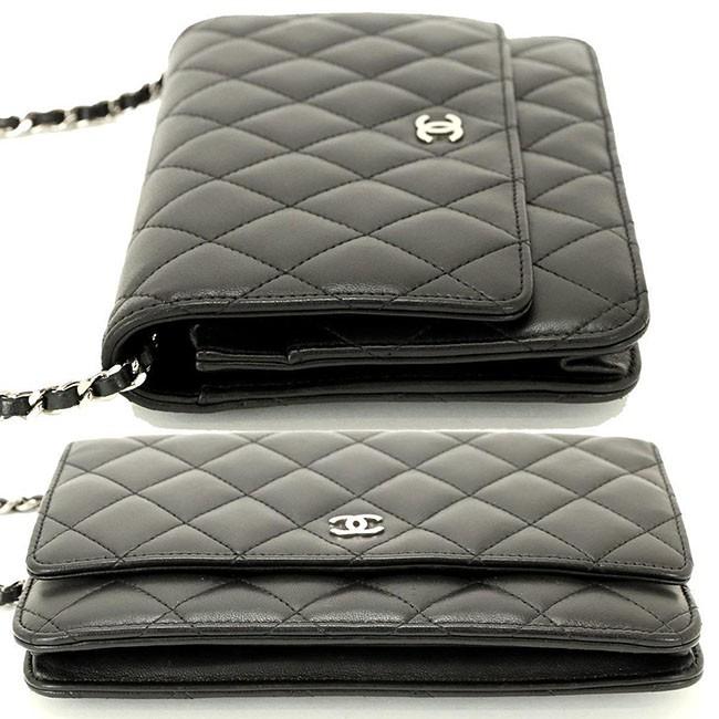 シャネル CHANEL タイムレスクラシック チェーン ウォレット 長財布 ブラック レザー A33814