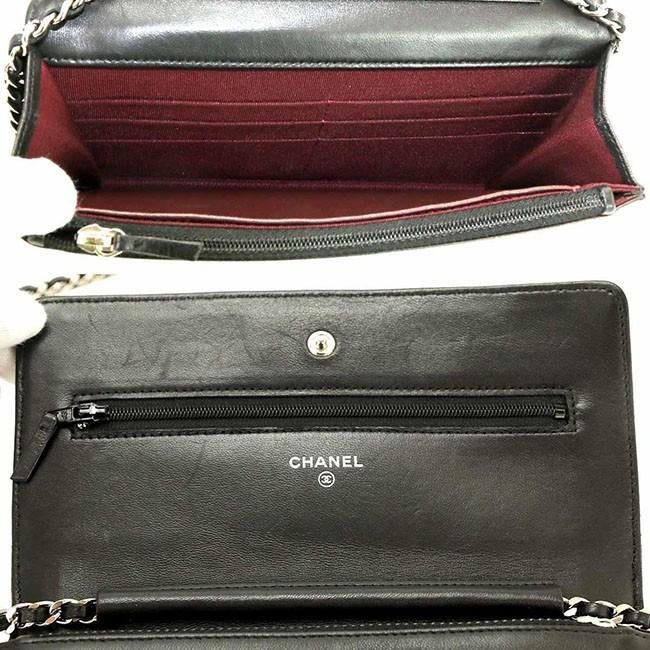 シャネル CHANEL タイムレスクラシック チェーン ウォレット 長財布 ブラック レザー A33814