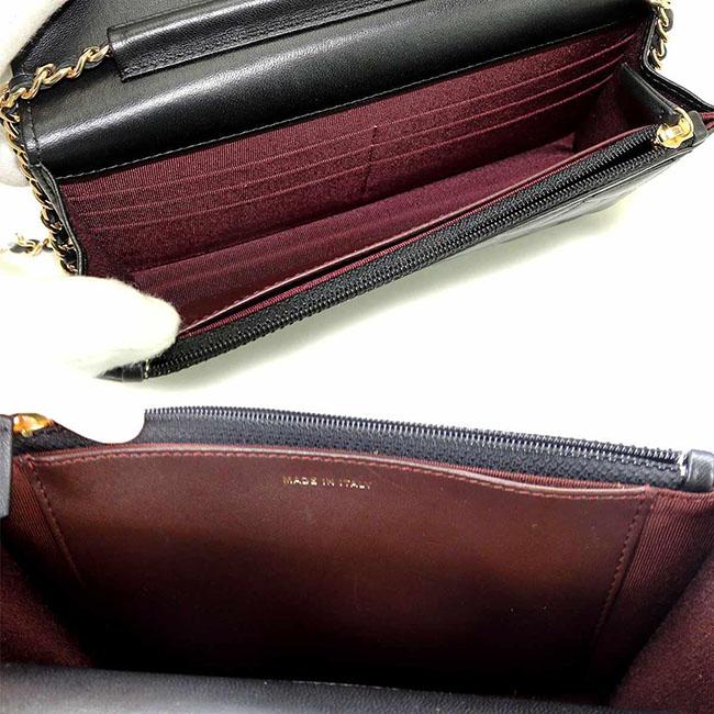 シャネル CHANEL マトラッセ チェーン ウォレット 財布 ブラック レザー A33814