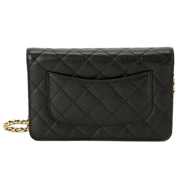 シャネル CHANEL マトラッセ チェーン ウォレット 長財布 キャビアスキン ブラック A33814